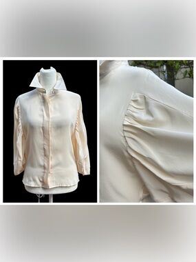 Unique Olive Olivia Top Blouse Ruched Sleeves